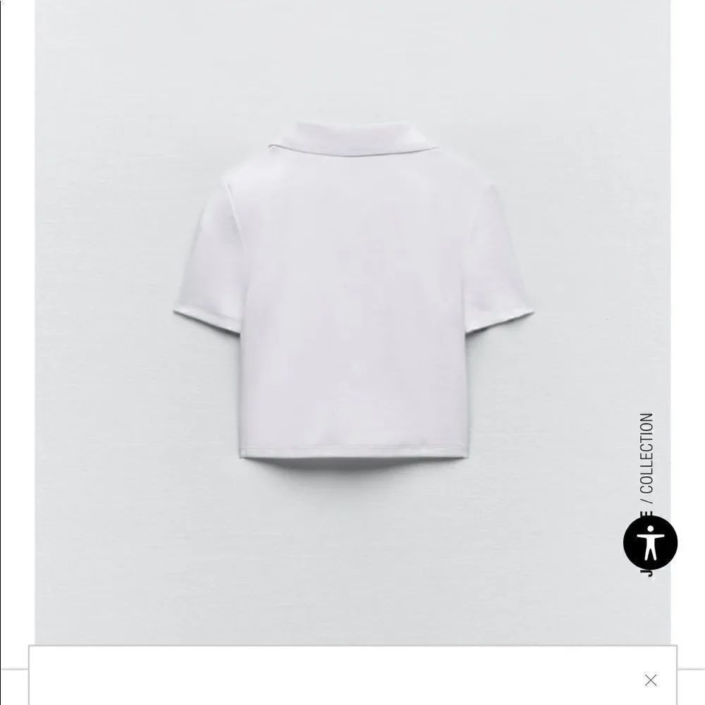Zara RIB POLO CROP SHIRT in white size small - Picture 7 of 12